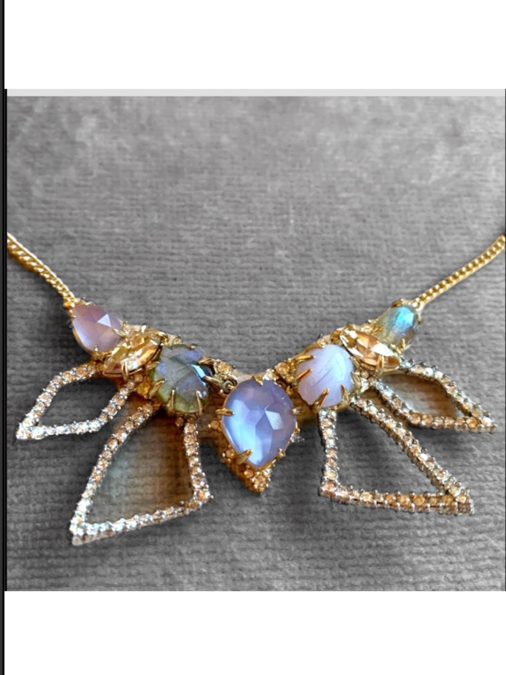 ALEXIS BITTAR • Blue Gemstone Crystal Deconstructed Butterfly Spiked Necklace